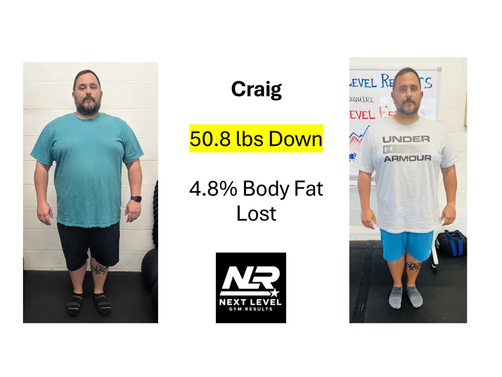 Craig before and after at Next Level Gym Results: 50.8 lbs down